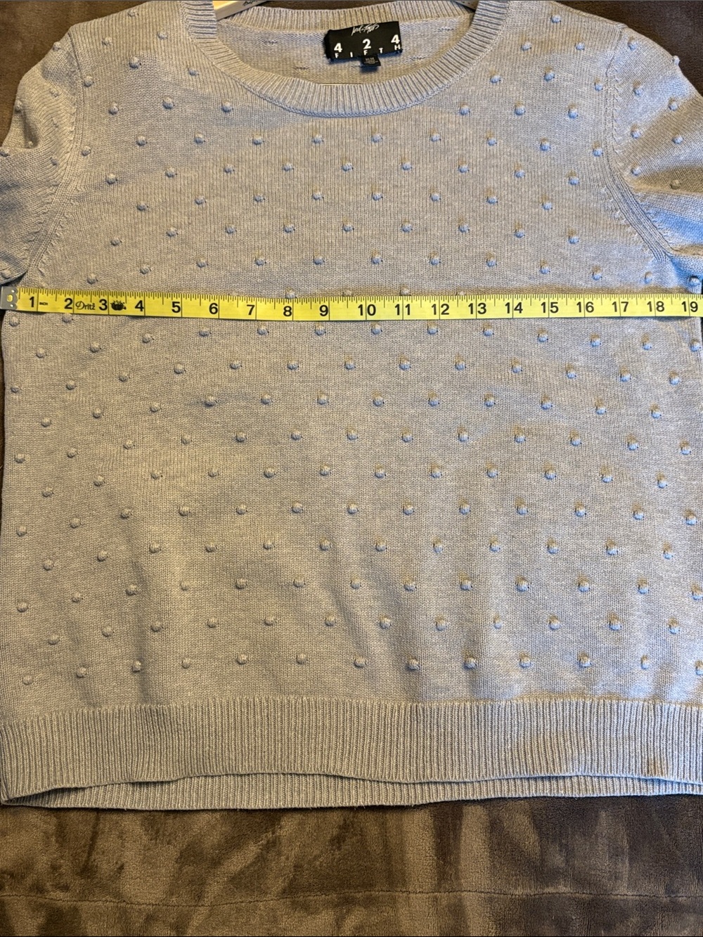 Lord & Taylor Light Gray Pom-Pom Crewneck Sweater - Picture 10 of 12